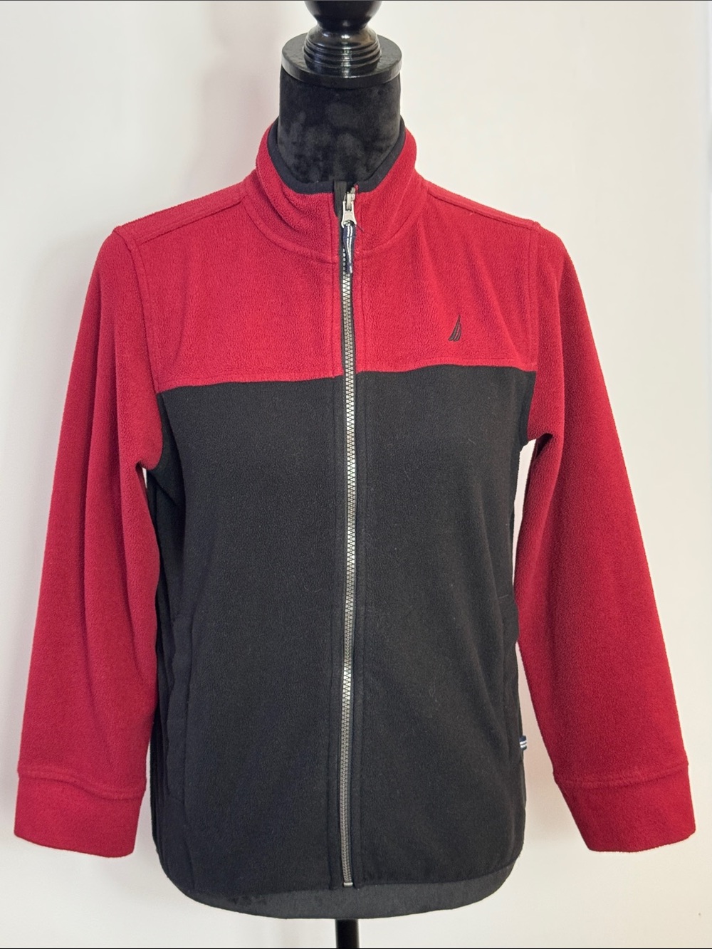 Nautica Youth Red  and Black Zip Fleece Jacket